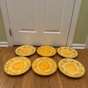 6 Home Trends Italian Villa Dinner Plates 11 1/8" Berries Scroll Olive Trim